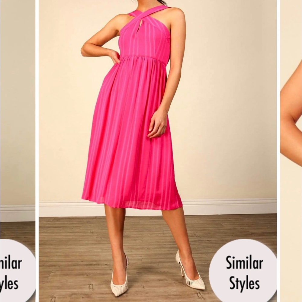 Fuchsia Cross Shoulder Aline Dress